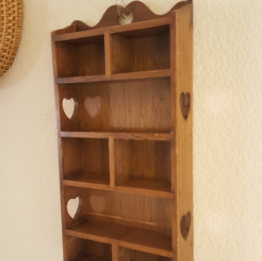Vintage Solid Wood Heart Cutout Wall Shelf